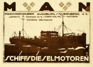 Schiffsdieselmotoren vintage poster for MAN